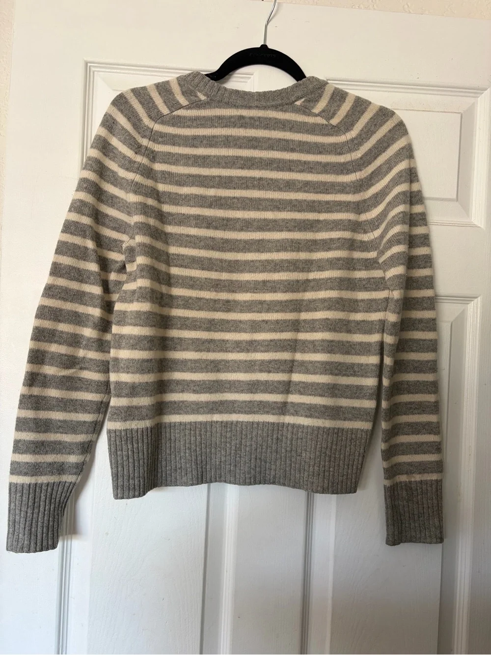 J. Crew Gray and Cream Striped Crewneck Sweater - Picture 3 of 3